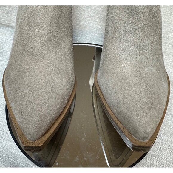 Vince Camuto Gigietta Taupe Leather Ankle Boots Women’s Size 9M Block Heel Zip - Picture 3 of 9